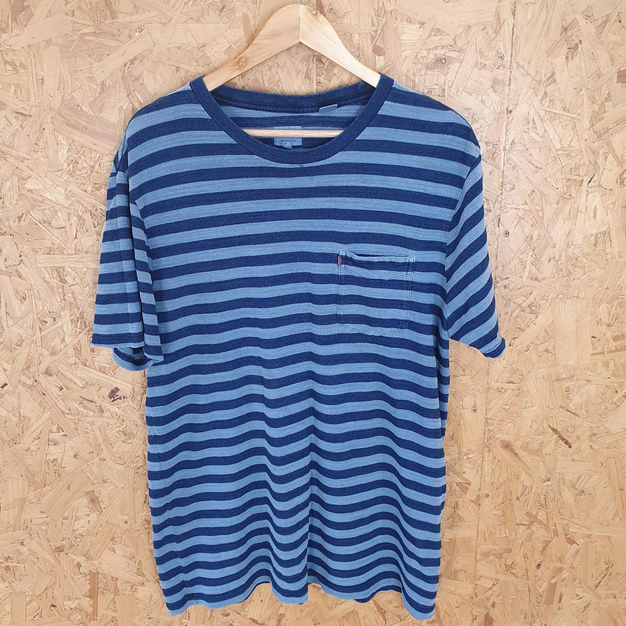 Levis Tshirt Two tone light blue and navy stripe... - Depop