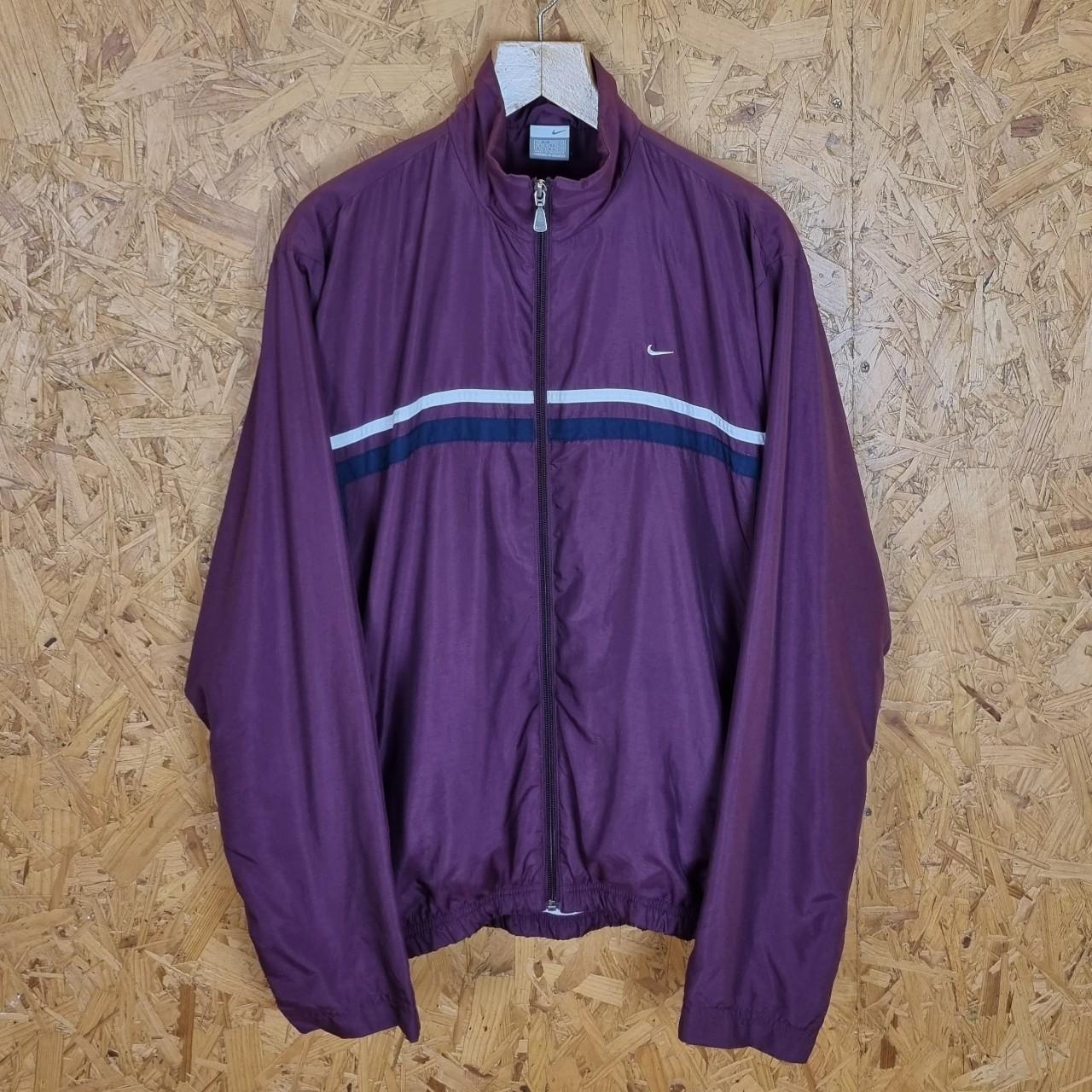 burgundy and white windbreaker