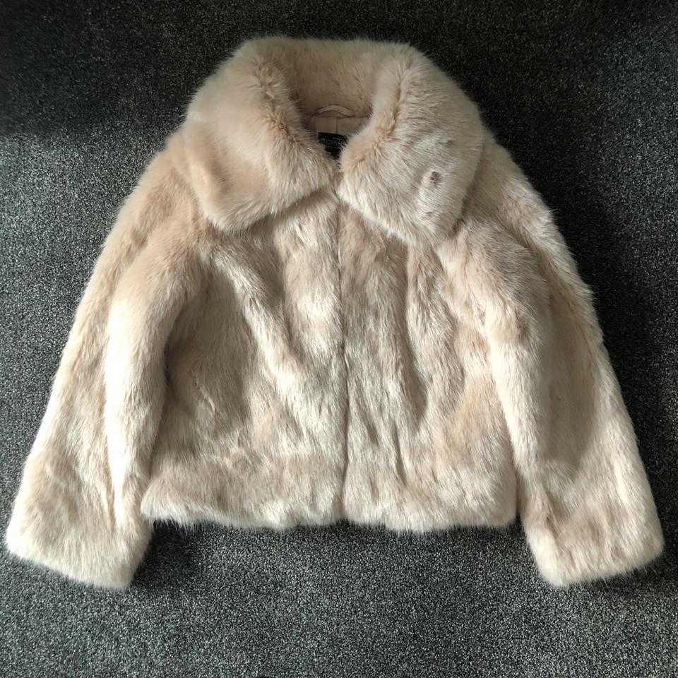 Topshop Petite Grey Faux Fur Jacket Size 6 Very good - Depop