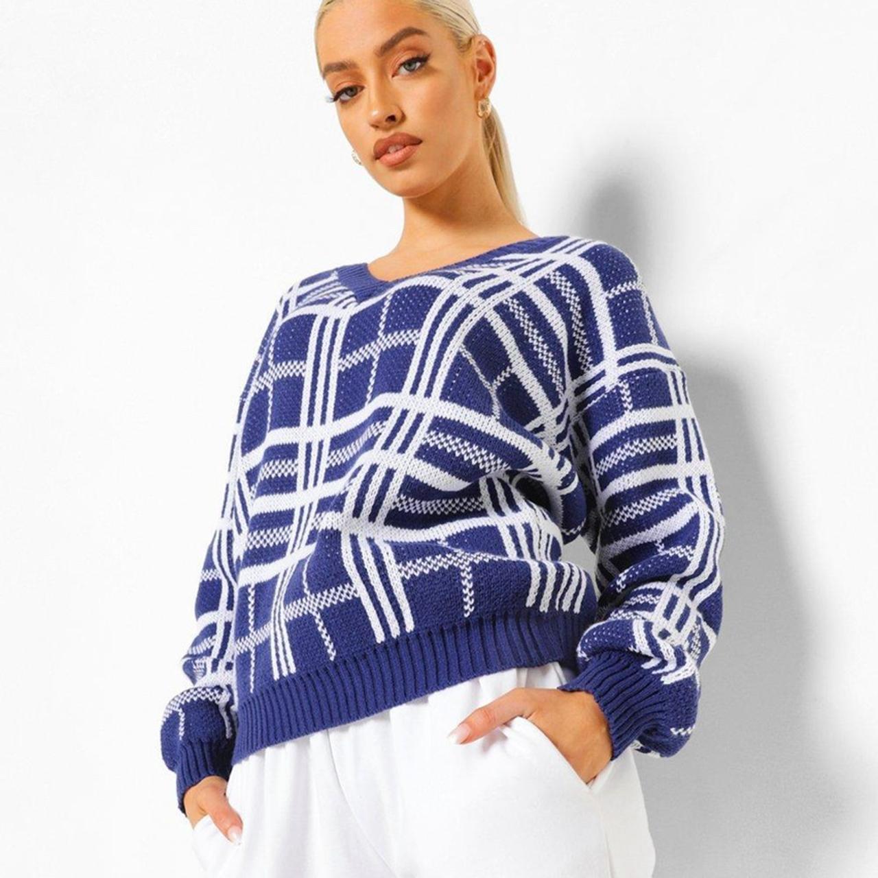 oversized v neck sweater from boohoo. never worn,... - Depop