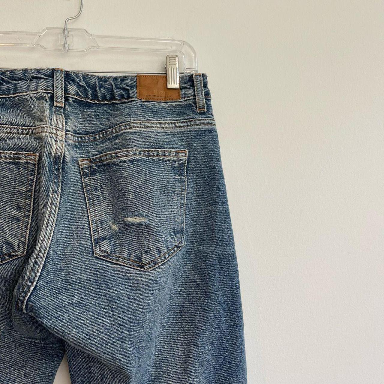 Zara Basics z1975 Straight Denim Crop w/ Raw Hem -... - Depop