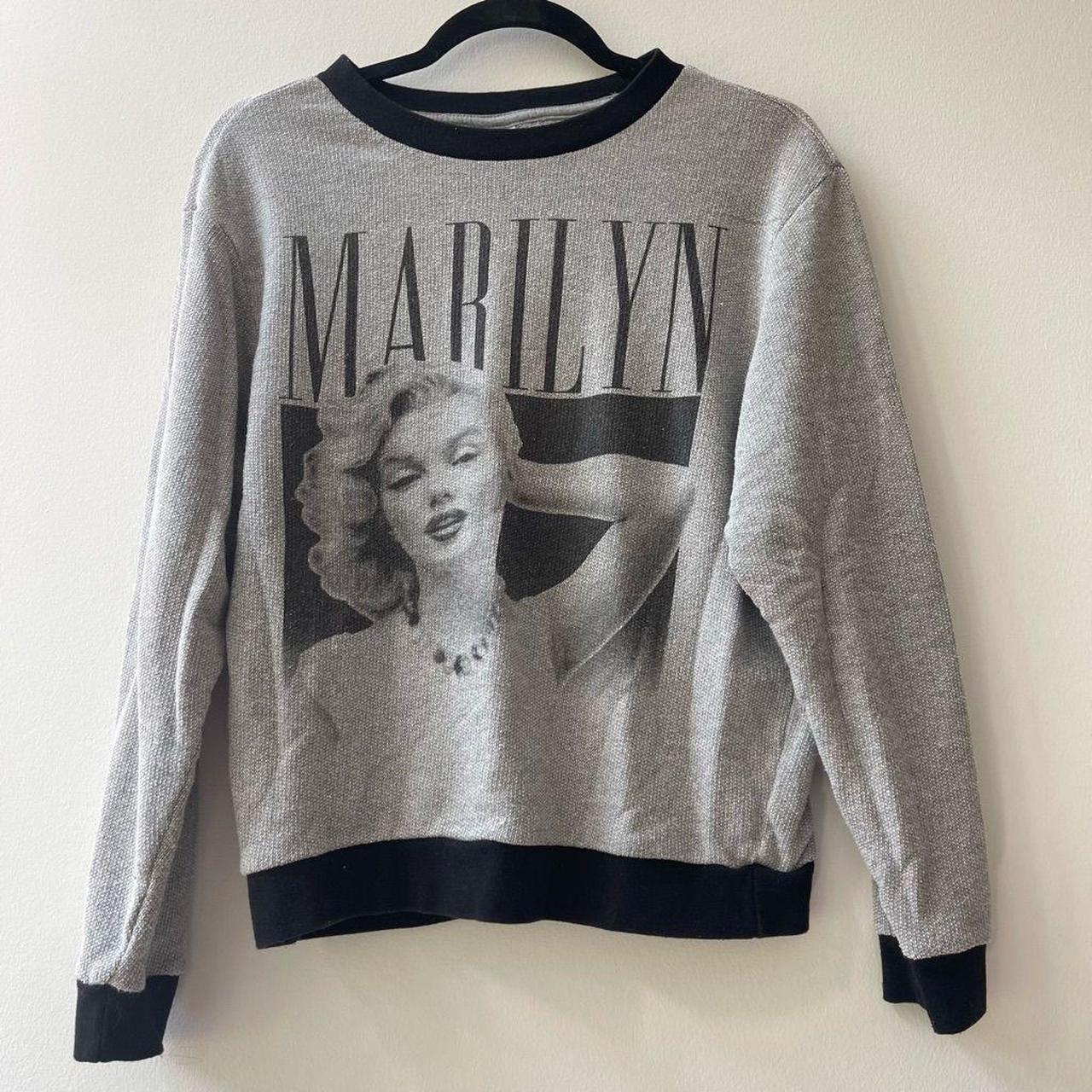 Marilyn Monroe Grey Graphic Sweatshirt -... - Depop