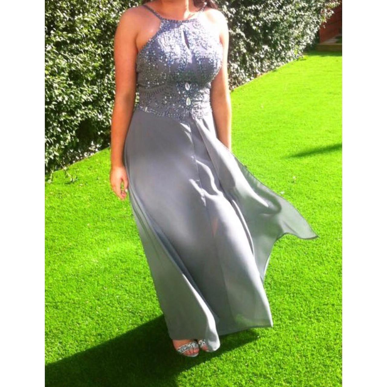 Stunning grey halter neck and backless prom dress or... Depop