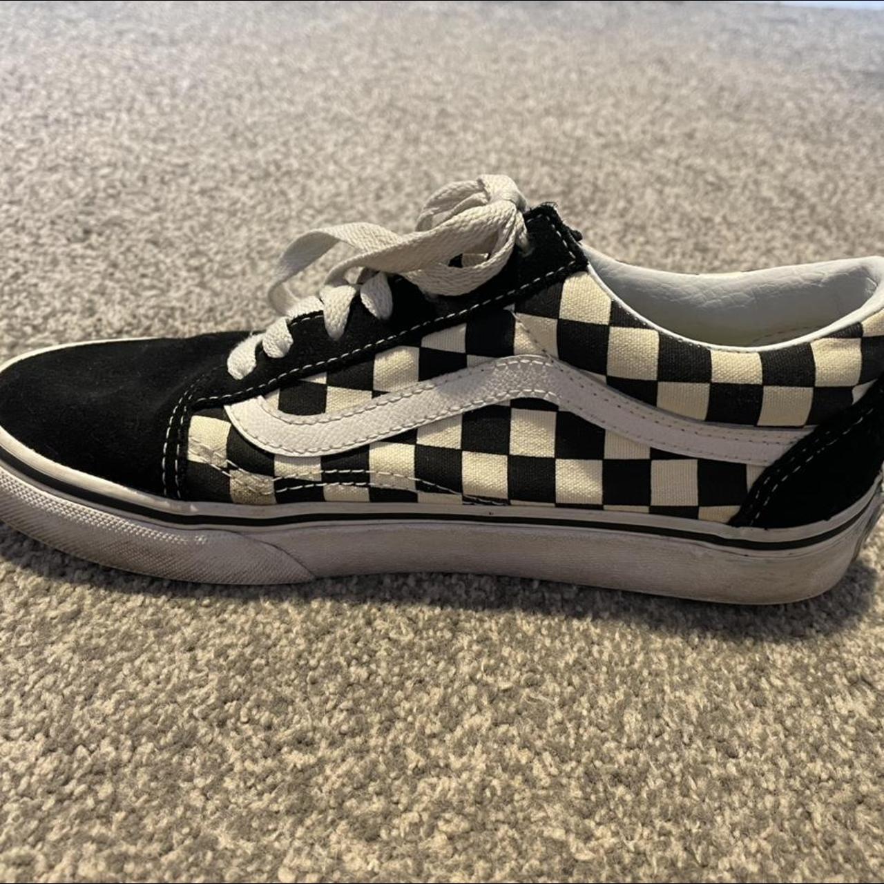 cream checkerboard vans