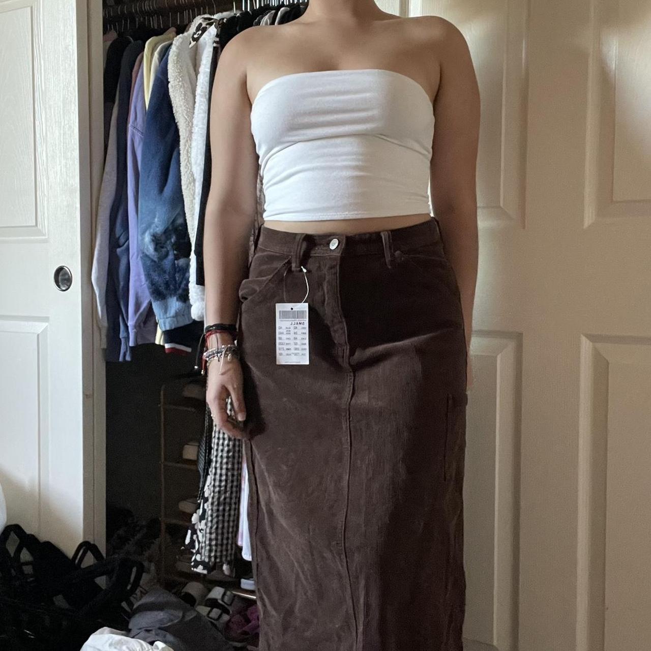 Brandy Melville brown corduroy Kenzie skirt Not... Depop