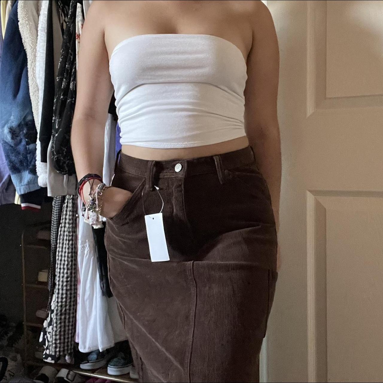 Brandy Melville brown corduroy Kenzie skirt Not... Depop