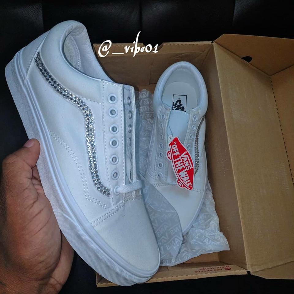 bedazzled white vans