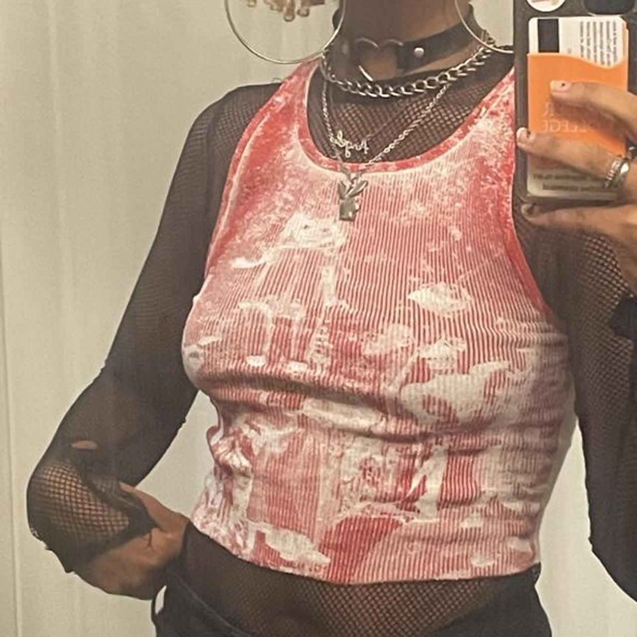 THE RED BABYDOLL CROPPED TANK screen printed tank... Depop