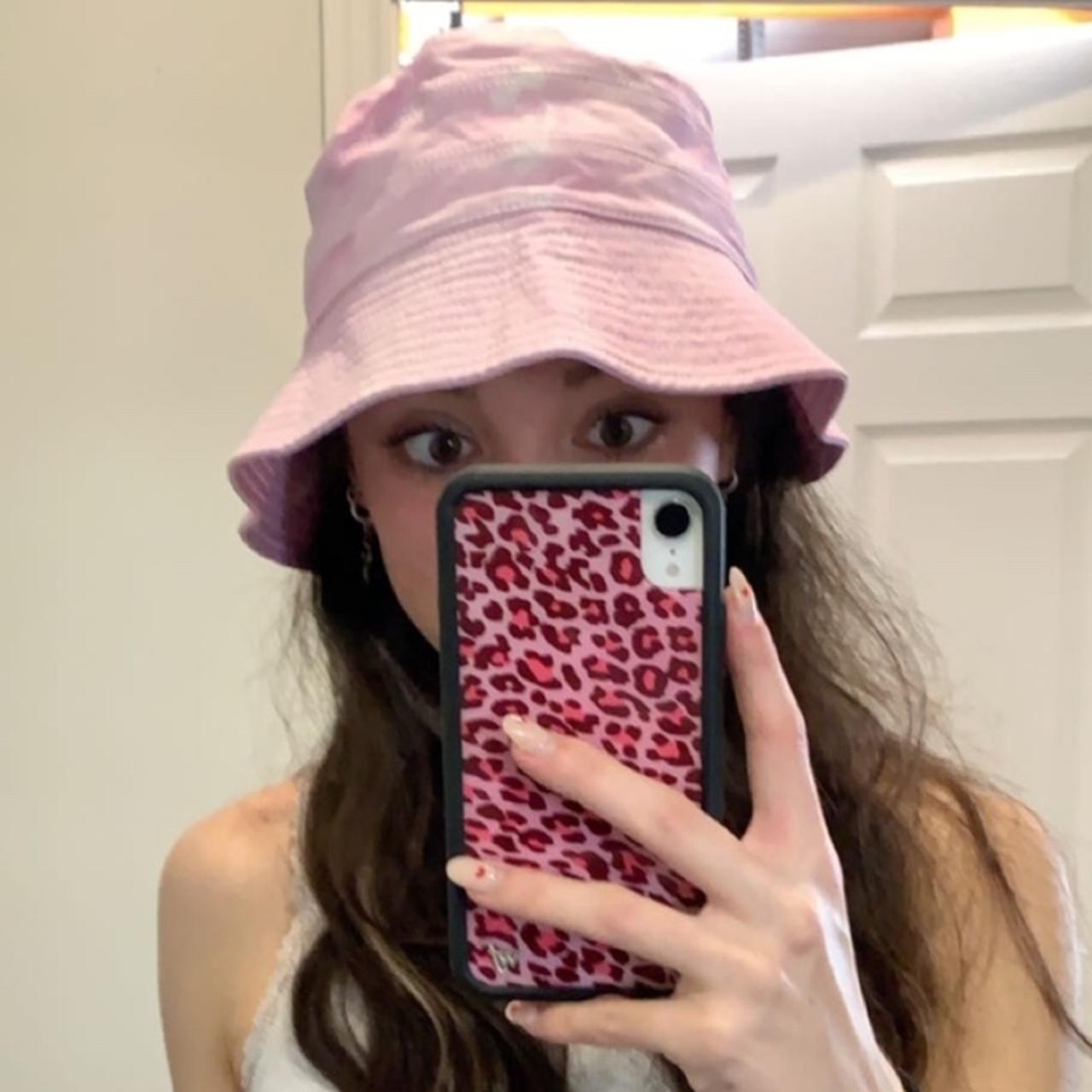 baby pink bucket hat tiny bit of bleach staining but... - Depop