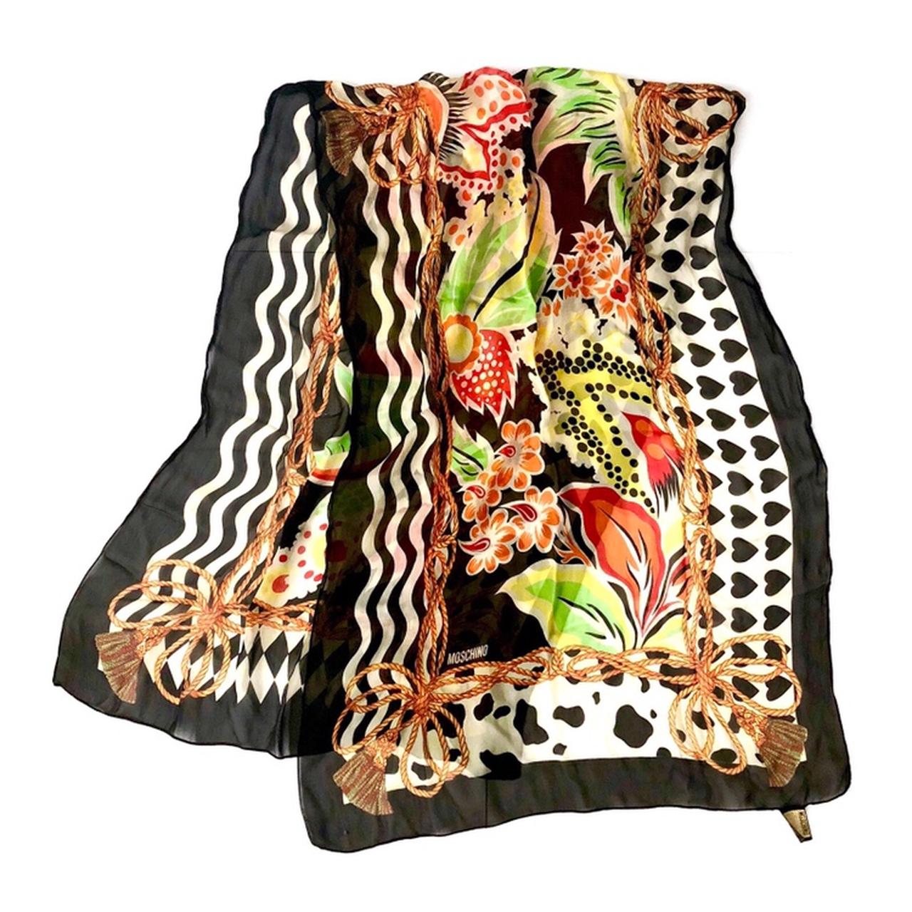 Vintage Moschino tropical floral print foulard silk... - Depop