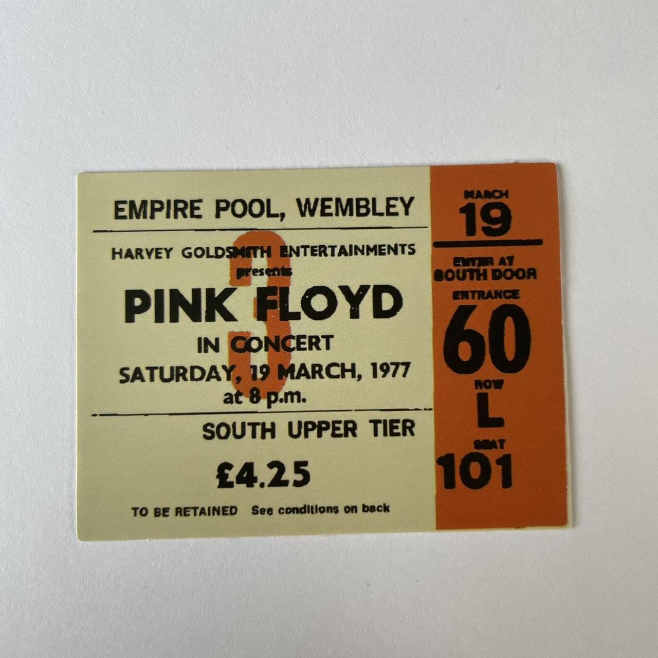 Pink Floyd ticket sticker. Re-usable and easy peel... - Depop