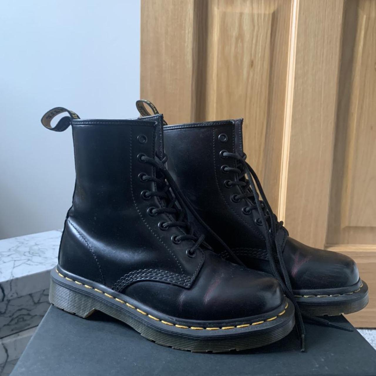 Dr. Martens Women's Black and Burgundy Boots | Depop