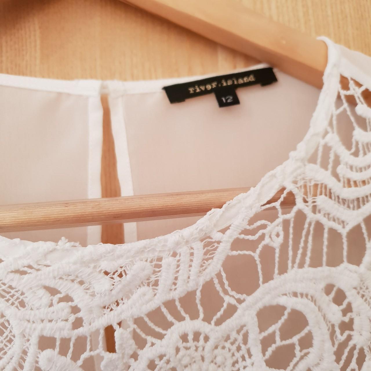 River Island White Lace Crochet Top With Flowers Depop