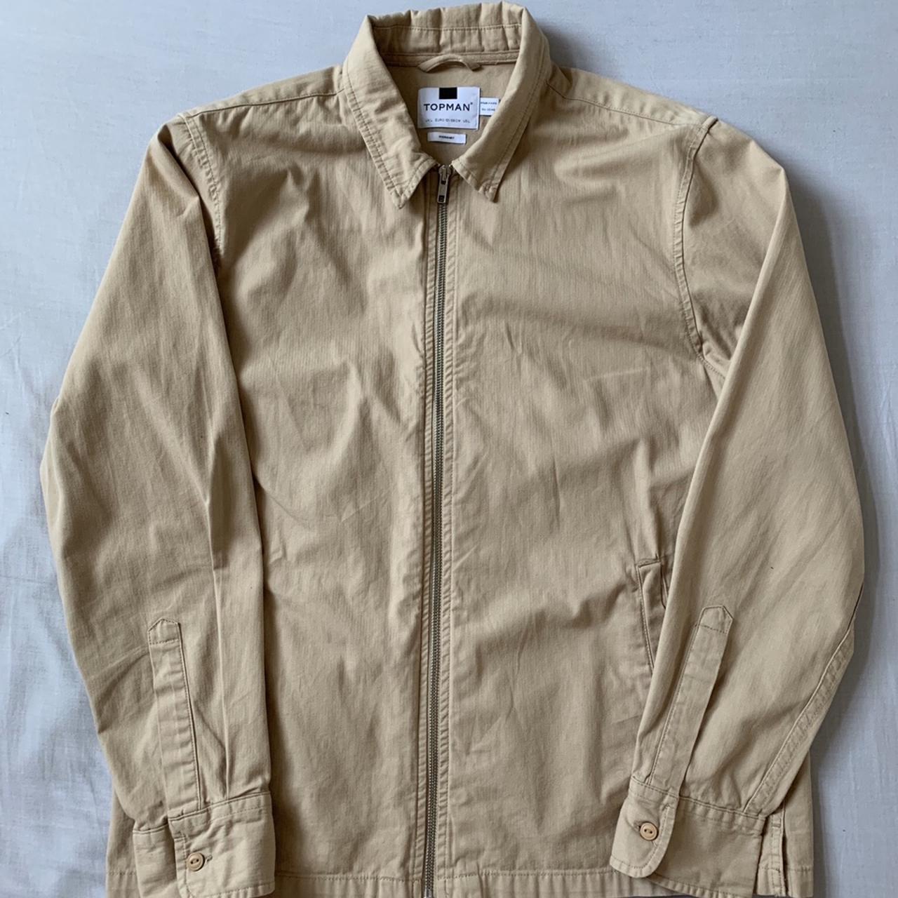 Beige / tan zipped overshirt / jacket Condition -... - Depop