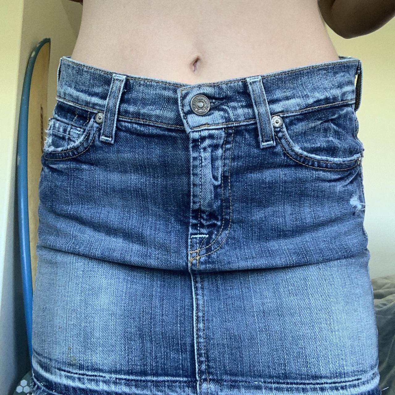 y2k seven for all mankind denim mini skirt with Depop