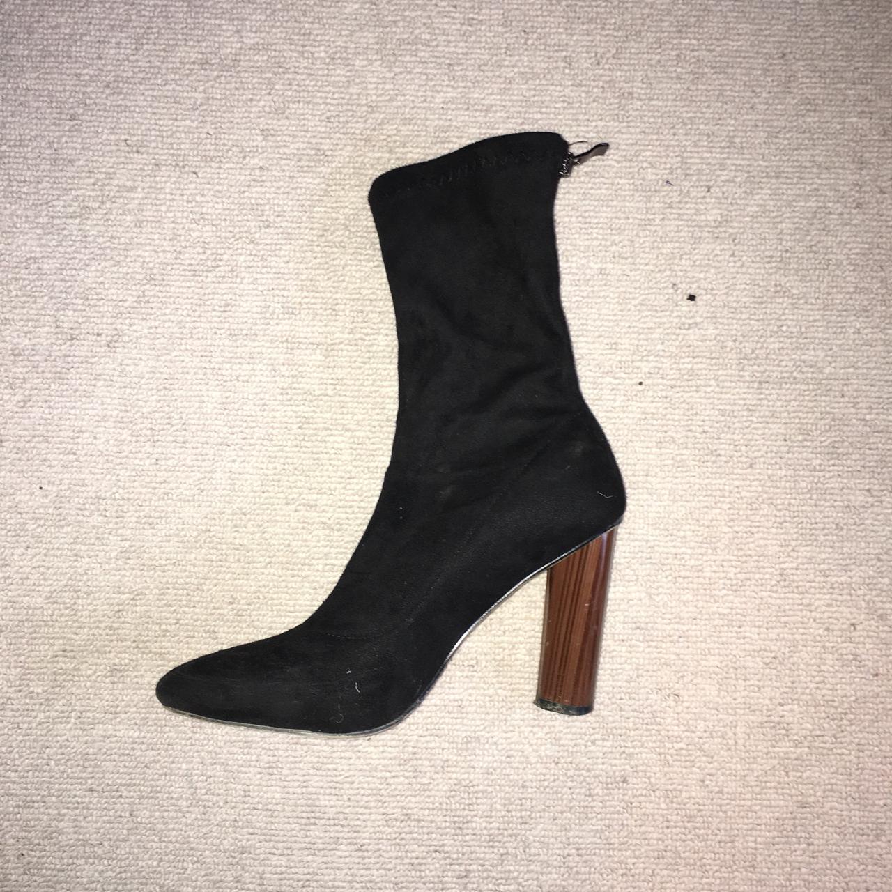 EGO BLACK FAUX SUEDE HEELED MID CALF BOOTS... - Depop