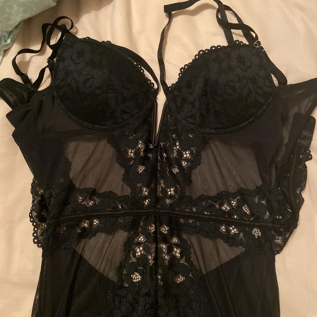 Black lingerie body worn once - selling as too small... - Depop