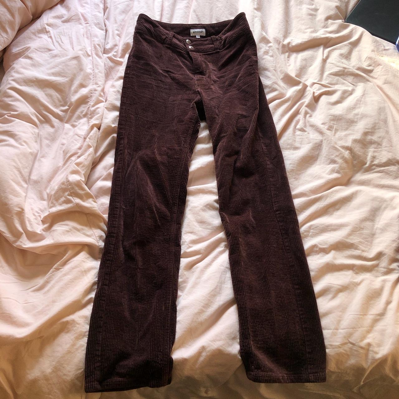 Weekday Women's Brown and Silver Trousers | Depop
