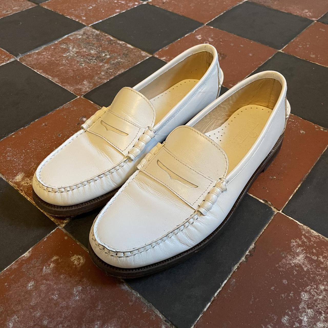 Sebago classic Dan moc white loafers. White leather.... - Depop