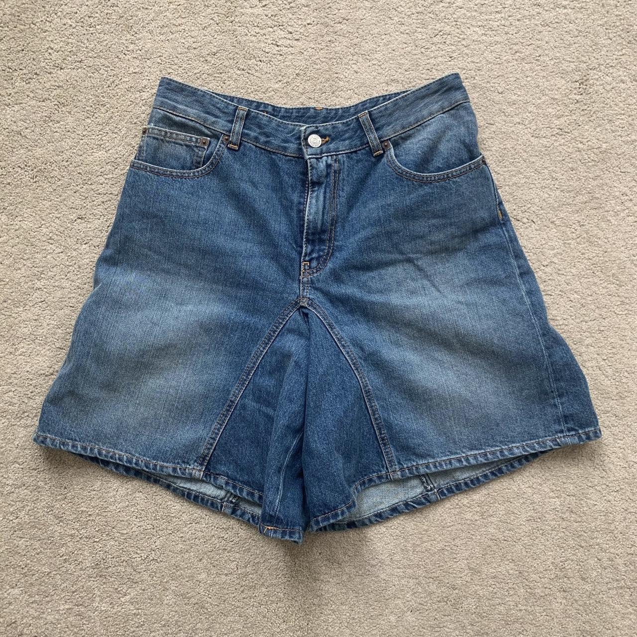 MM6 Maison Margiela wide leg denim shorts - Size... - Depop