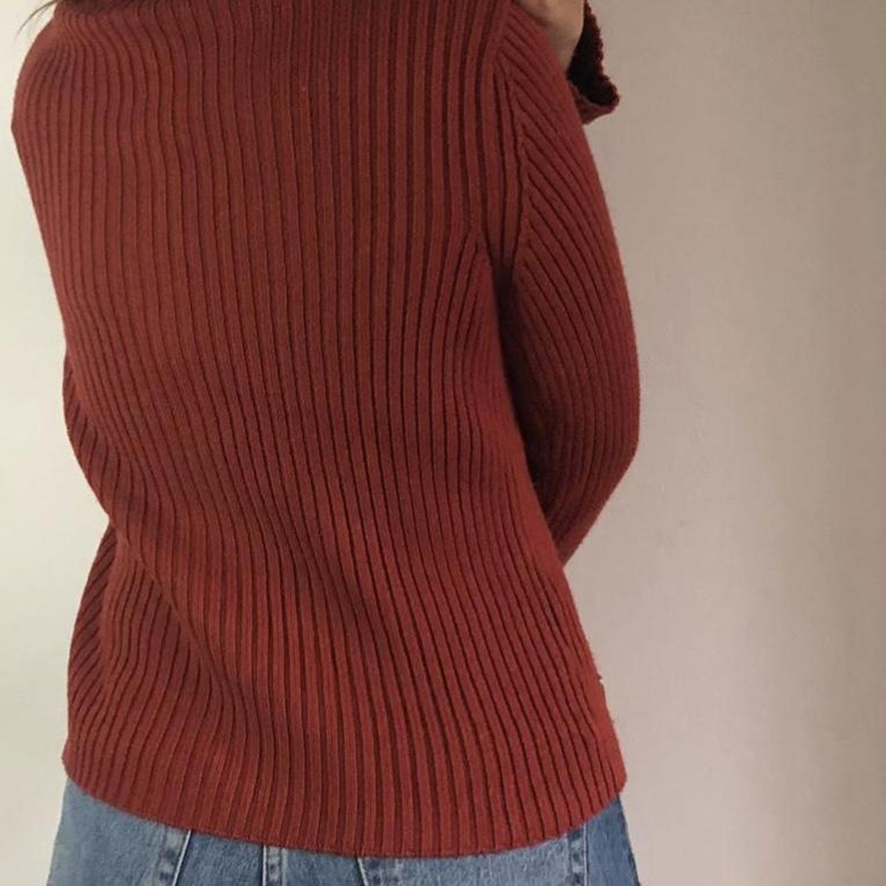 Amazing burnt orange zip up ribbed knitted fleece I... Depop