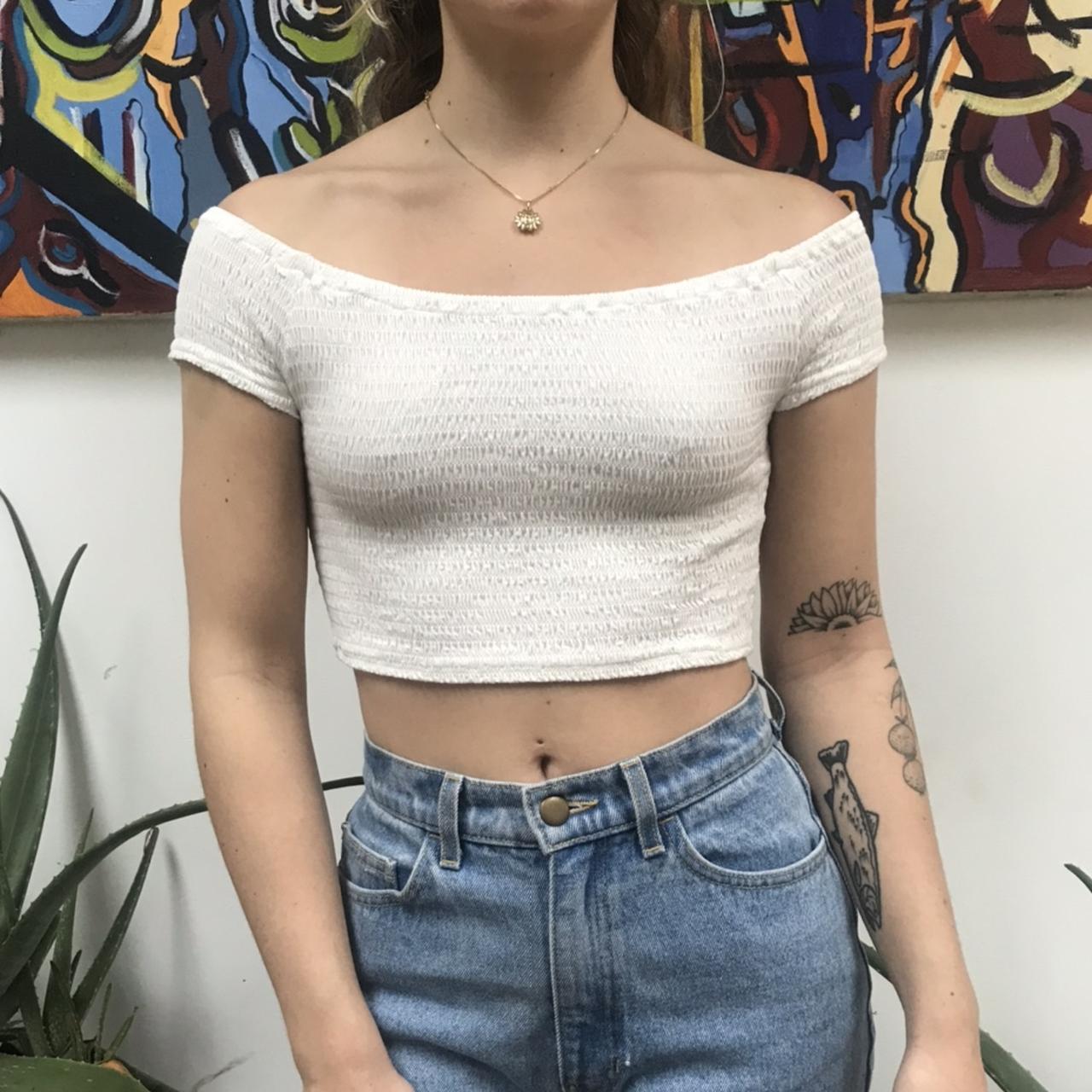 Brandy Melville off the shoulder white top!! Super - Depop