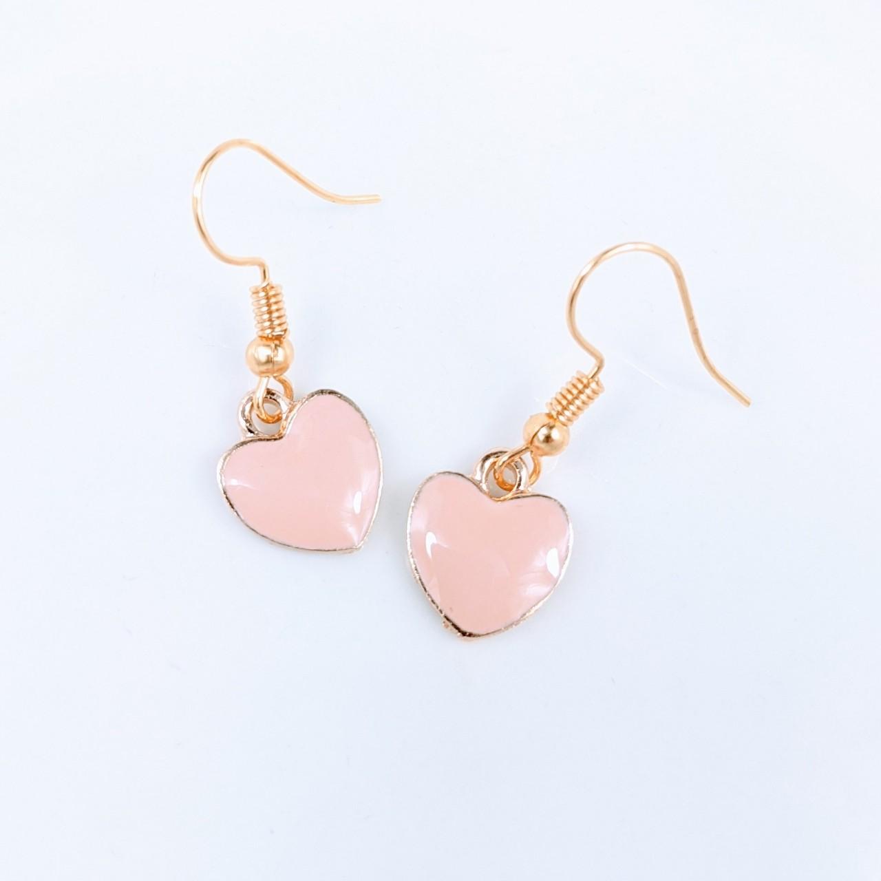 Pink Heart Earrings Brand new. Made from alloy... - Depop