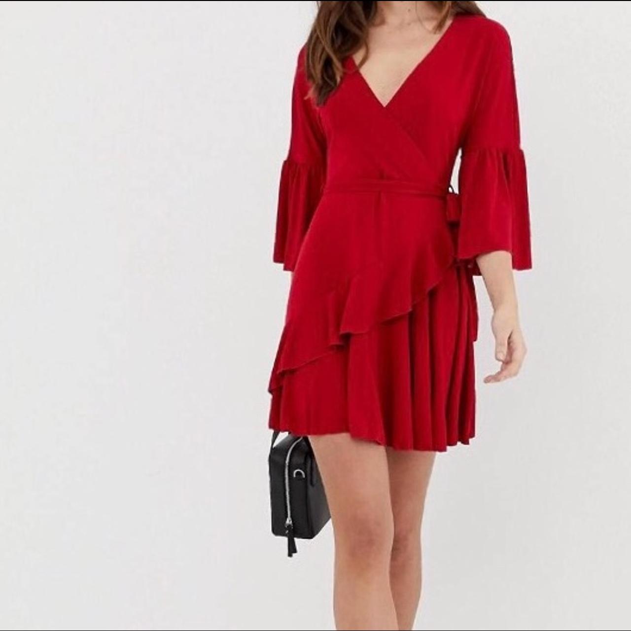 French Connection Red Ellette Wrap Dress Size Depop