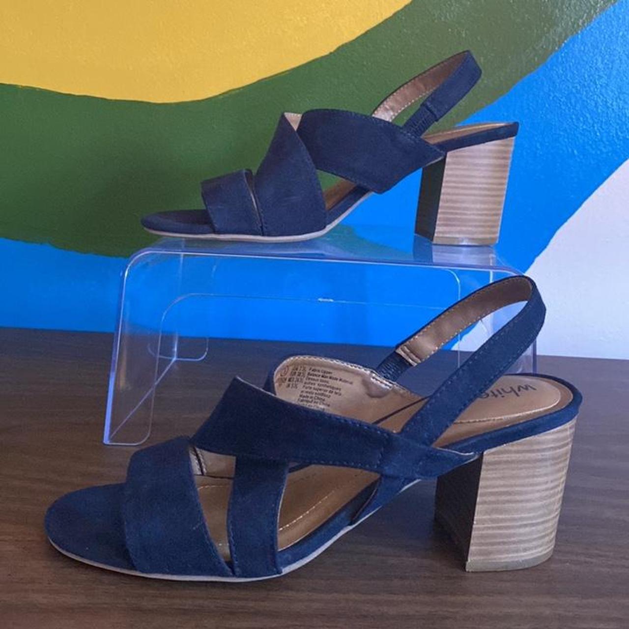 White Mountain block heel sandals Navy blue color... - Depop