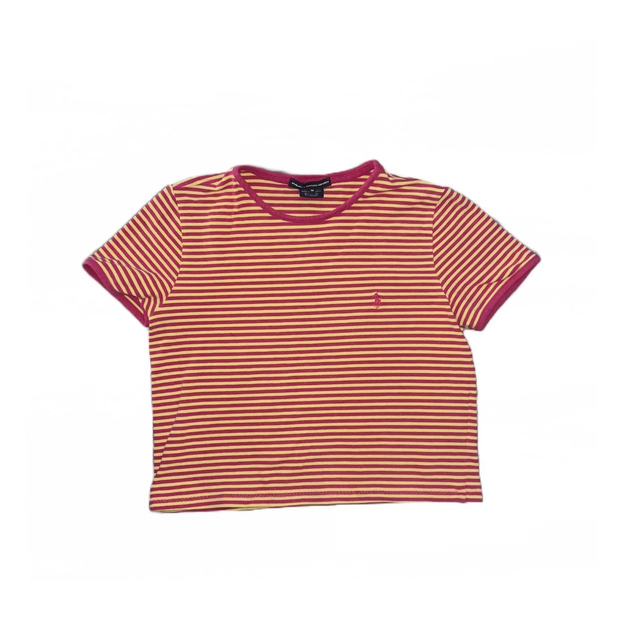 Polo Ralph Lauren Women's Pink and Yellow Crop-top