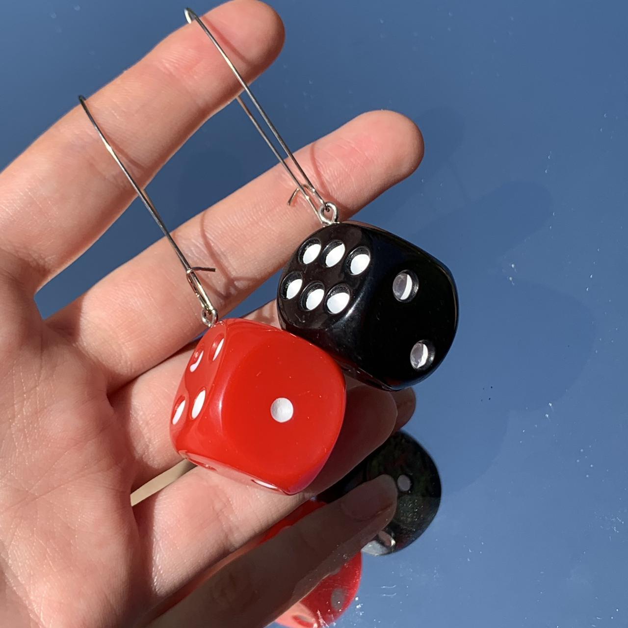 Colourful dice earrings on silver hypoallergenic... Depop