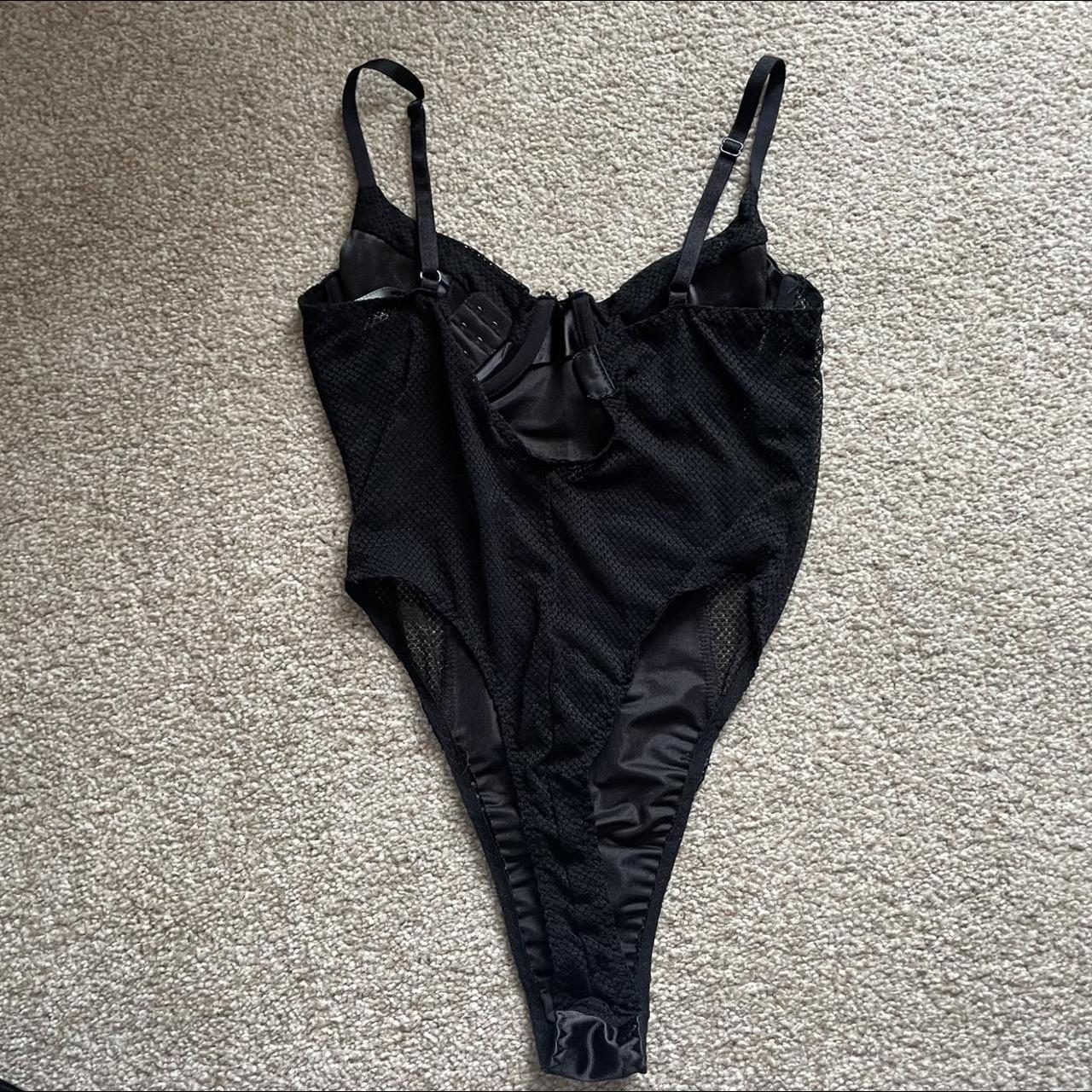 black plt thong bodysuit/lingerie worn once so... - Depop