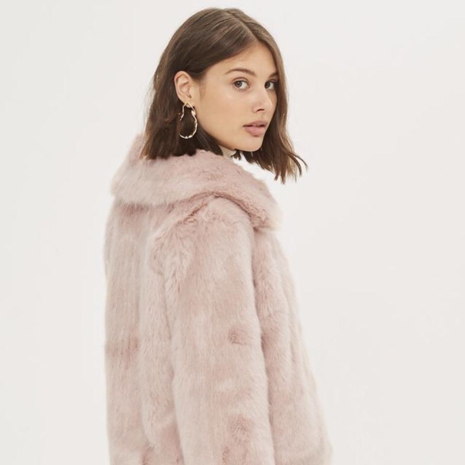 topshop faux fur moletom com capuz