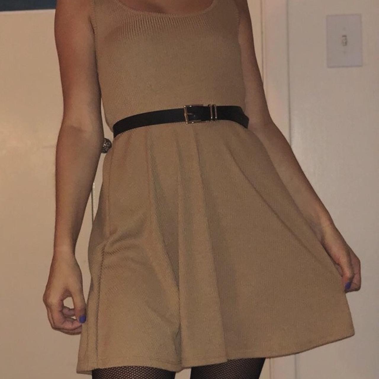 Tan / beige skater dress | comfortable & comes right... - Depop