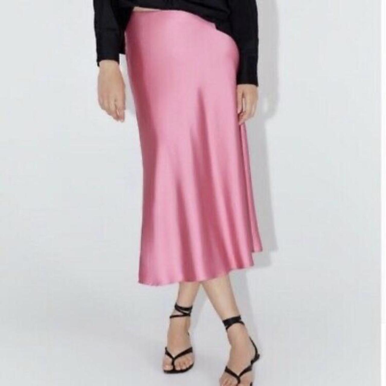 zara pink skirt silk