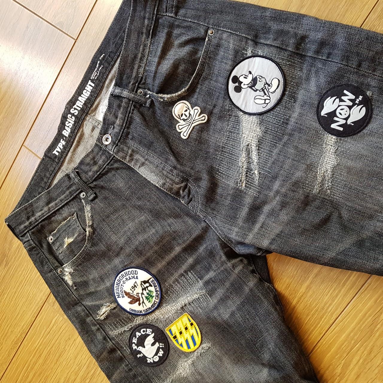 新品　NEIGHBORHOOD×Disney 　NARROW STRAIGHT NEIGHBORHOOD 09 NARROW DISNEY BIG BAD 電繡貼布刀割黑牛王