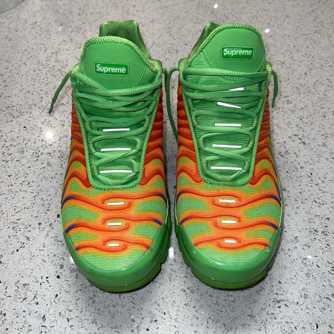 green and orange air max plus