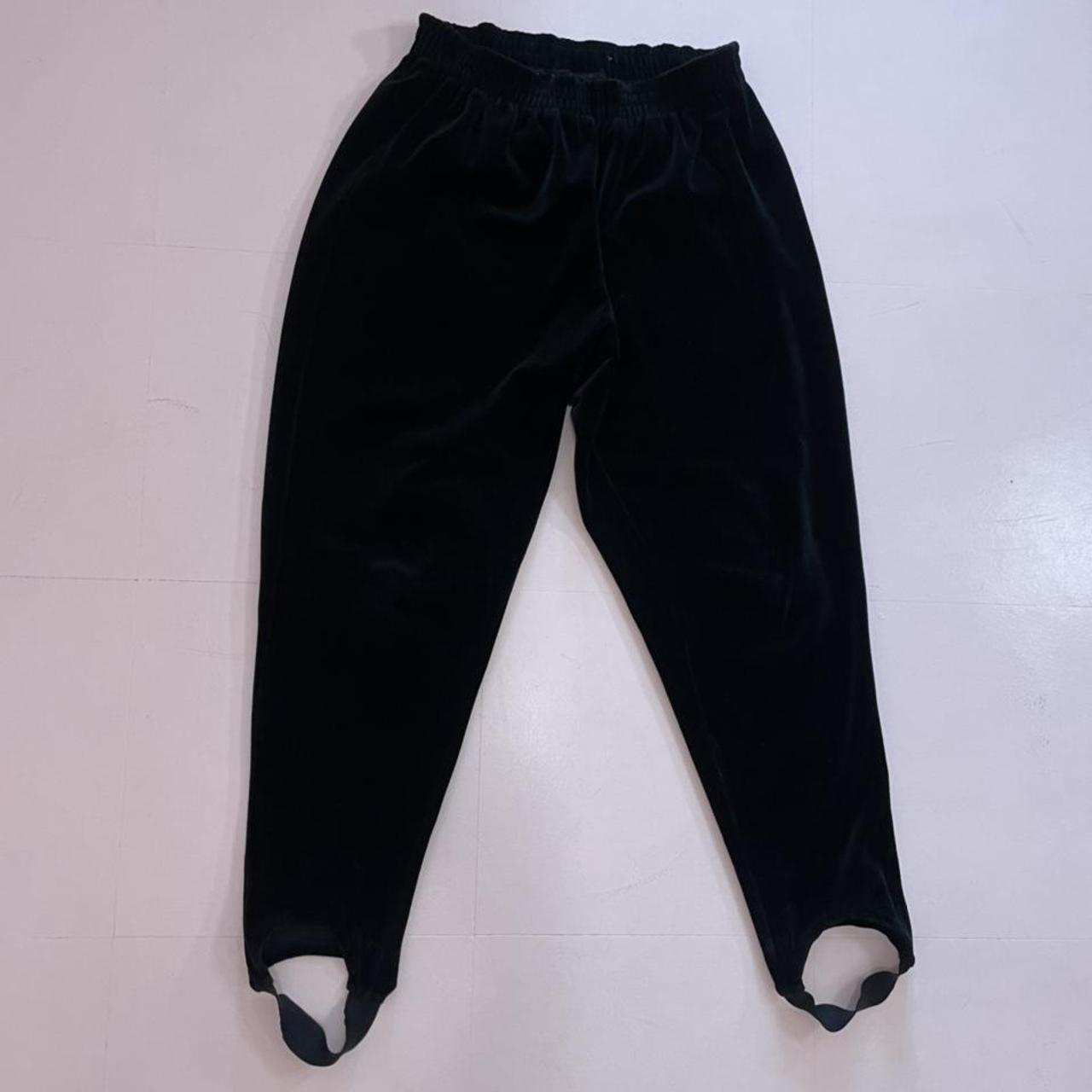 vintage velvet elastic waist stirrup pants - Depop