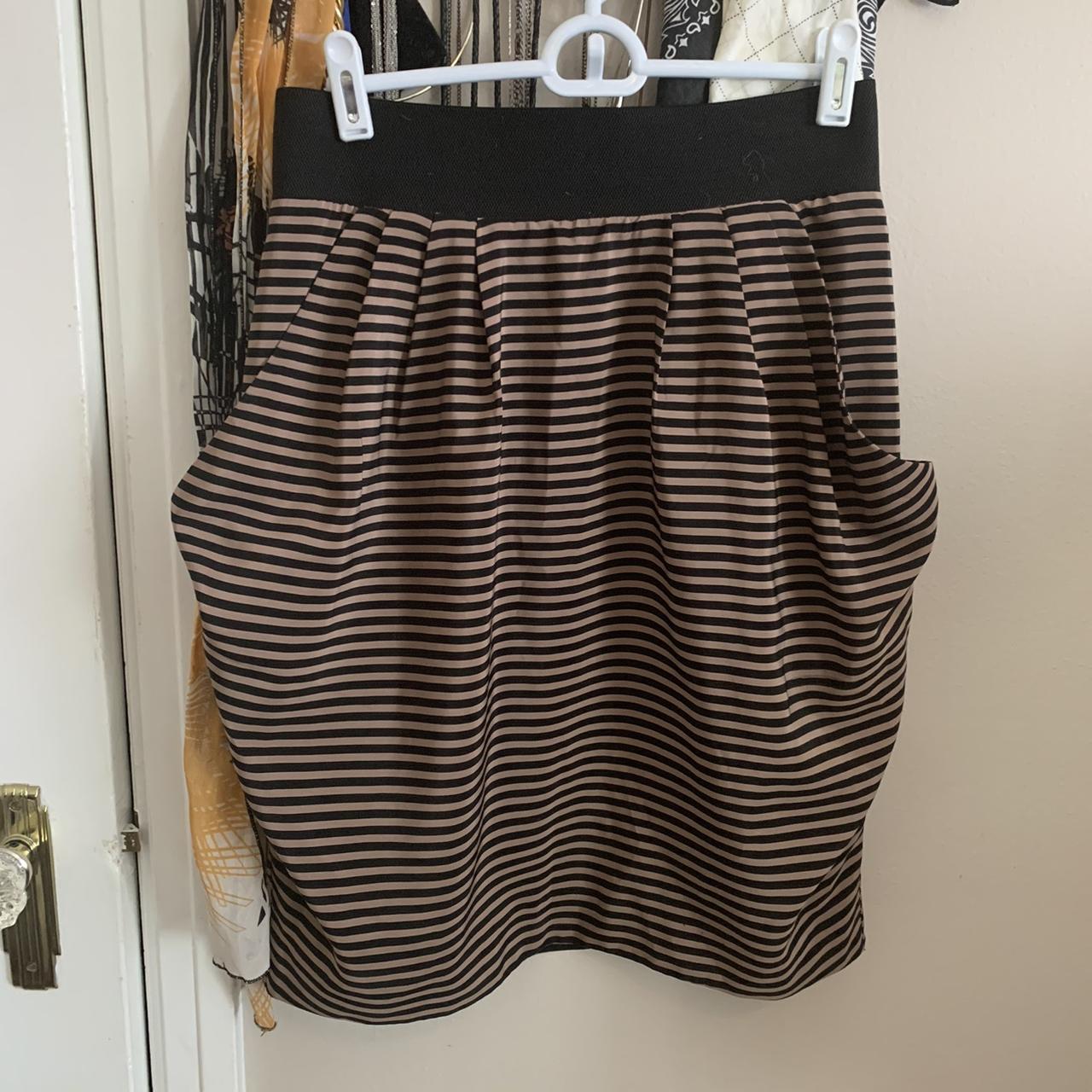 Black and Tan striped skirt. Elastic waistband with... - Depop