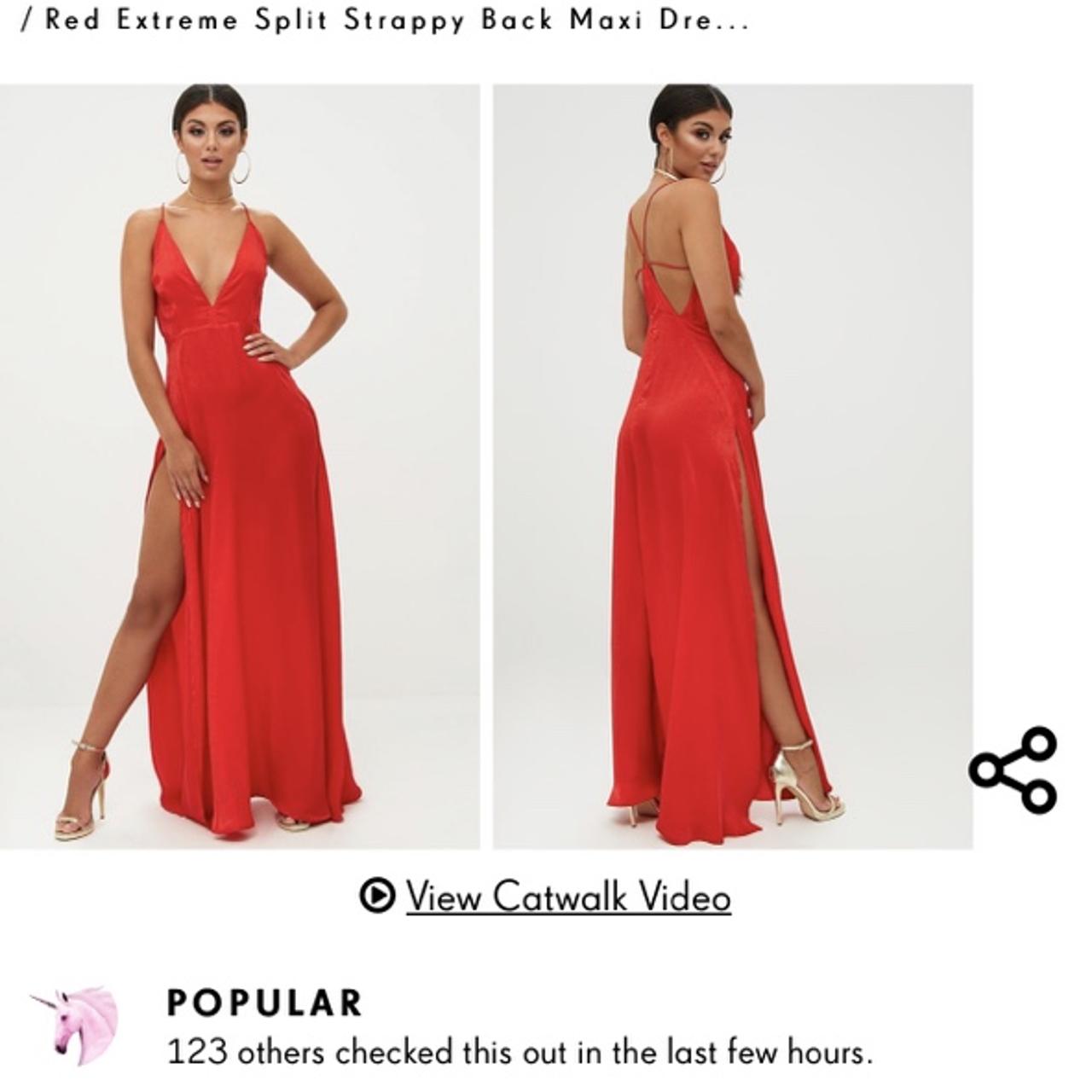 Red extreme split 2024 strappy back maxi