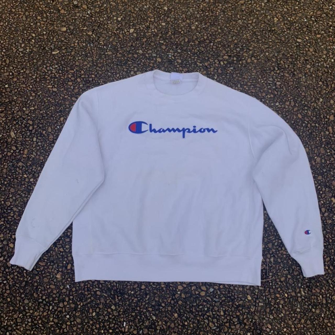 champion reverse weave sweatshirt embroidered... - Depop