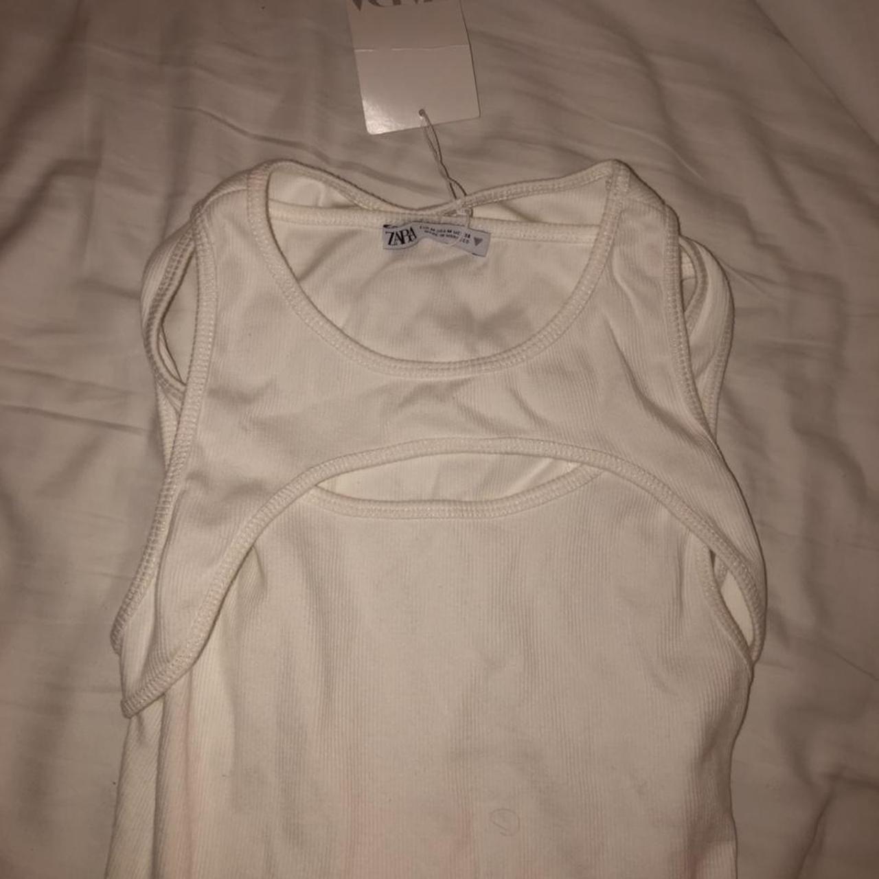 Zara Women's White Bodysuit | Depop