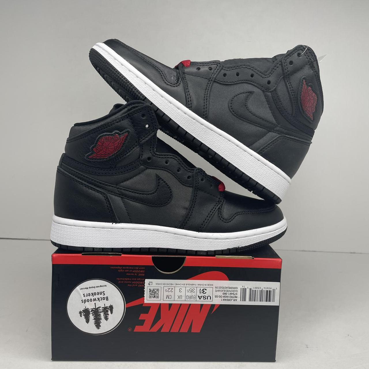 Nike Air Jordan 1 Retro GS “Black Satin” Gym Red - Depop