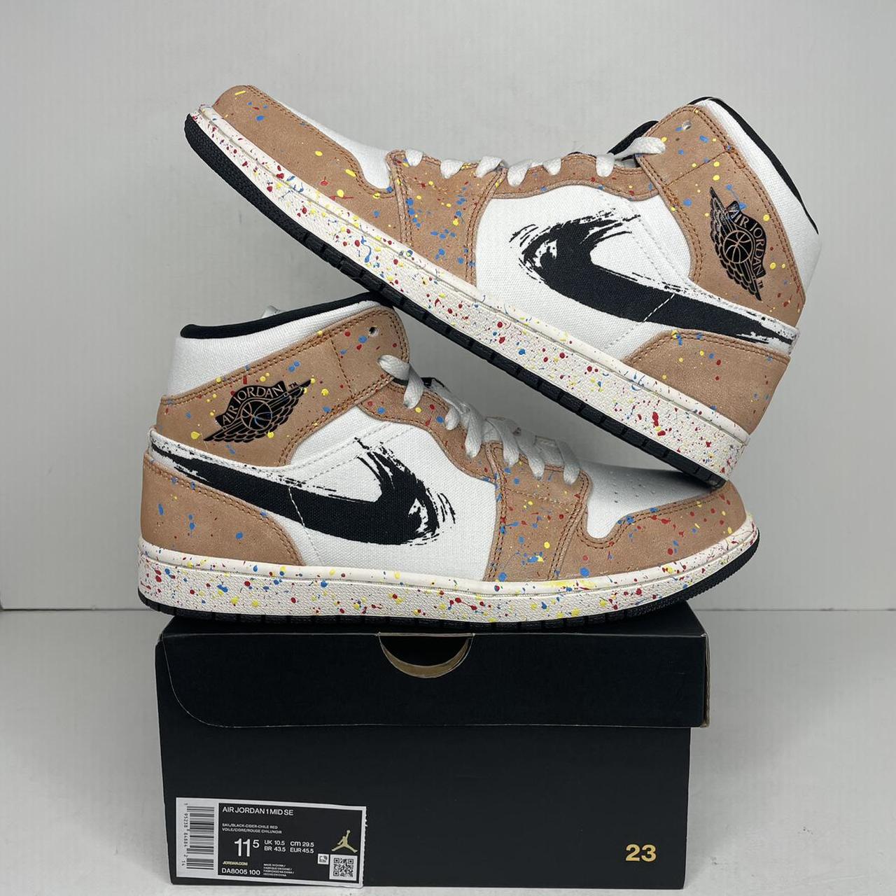 Nike Air Jordan 1 Retro Mid SE “Brushstroke” Sail... Depop