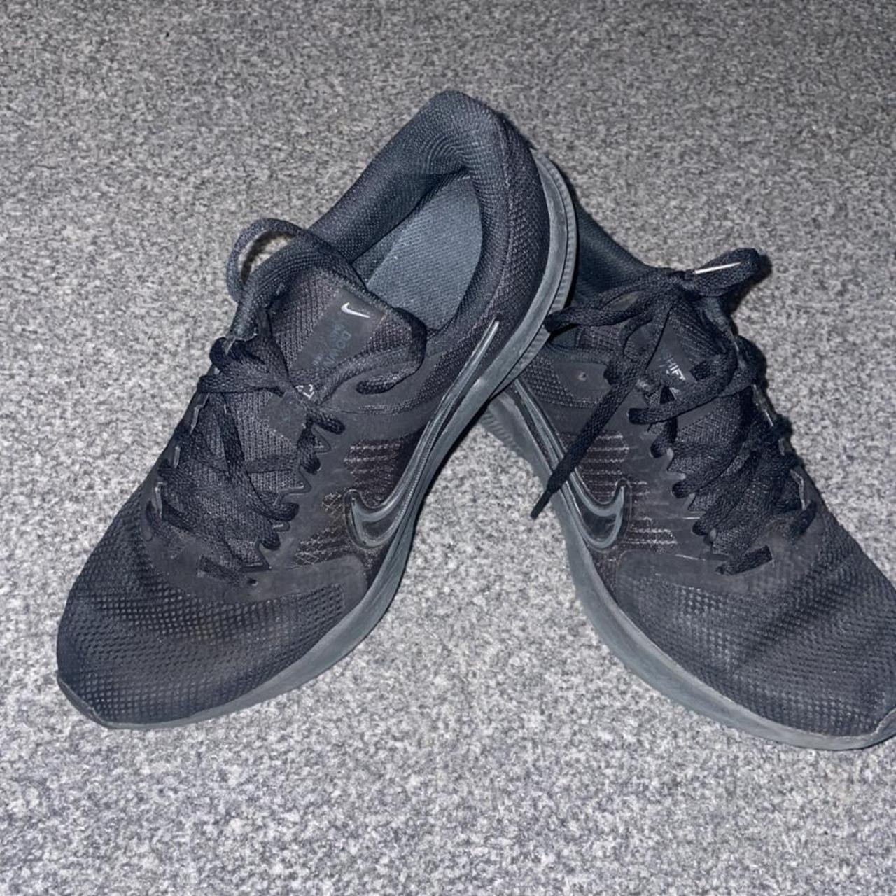 Nike DownShifter running shoe triple black size 8... - Depop