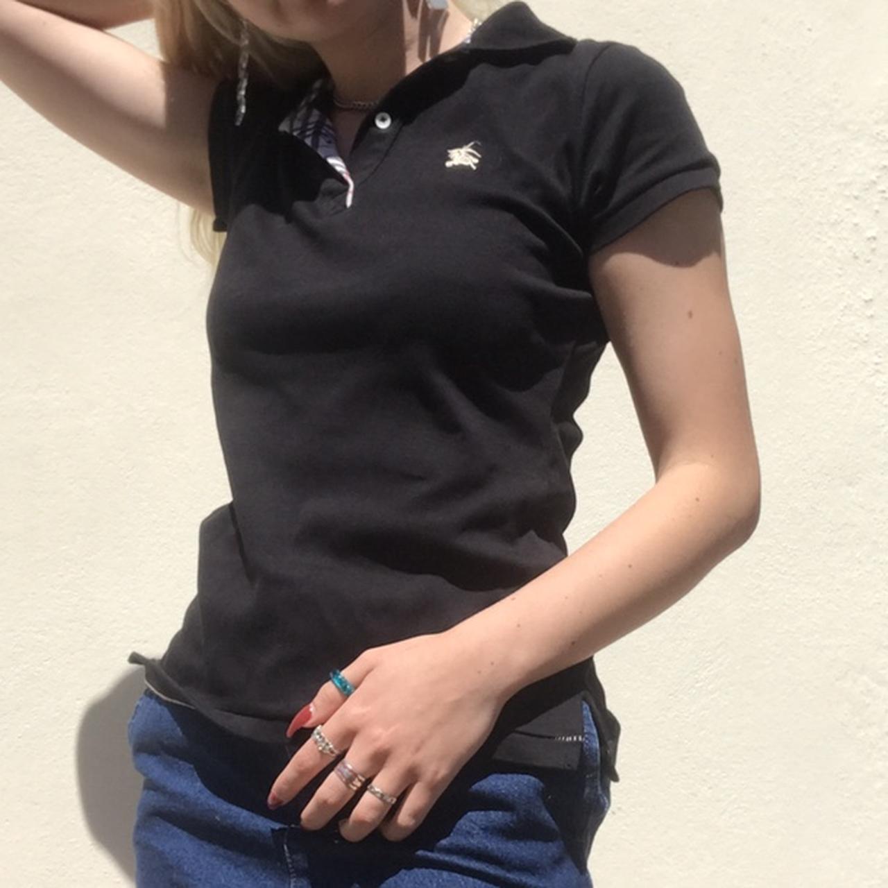 Vintage black Burberry polo shirt with nova print