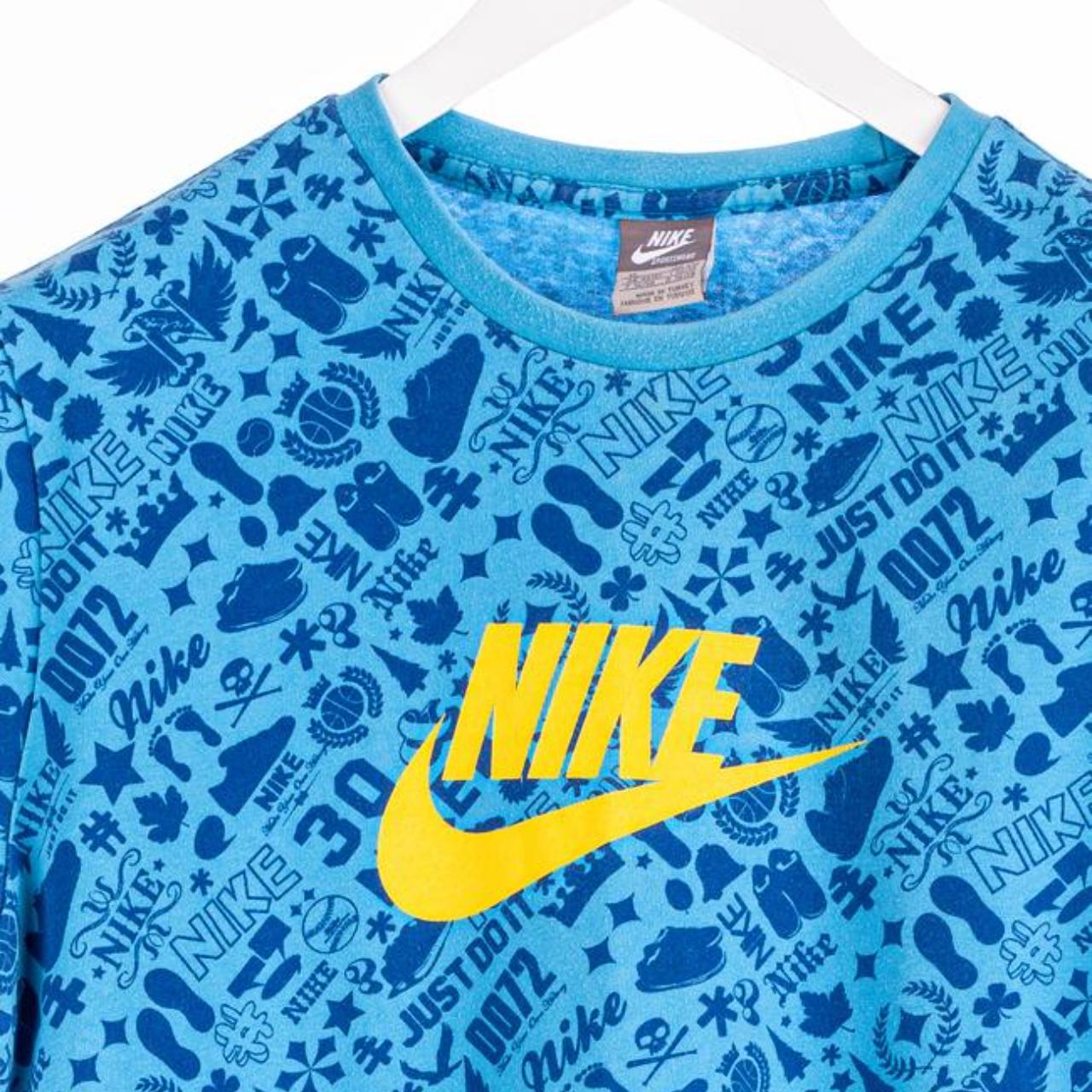 Vintage Nike TShirt Blue / Yellow Material 100... Depop
