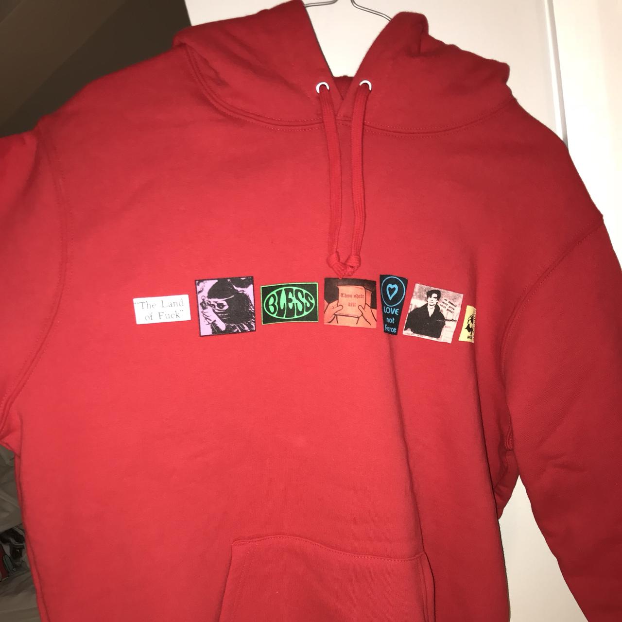 Supreme bless 2024 hooded sweatshirt red