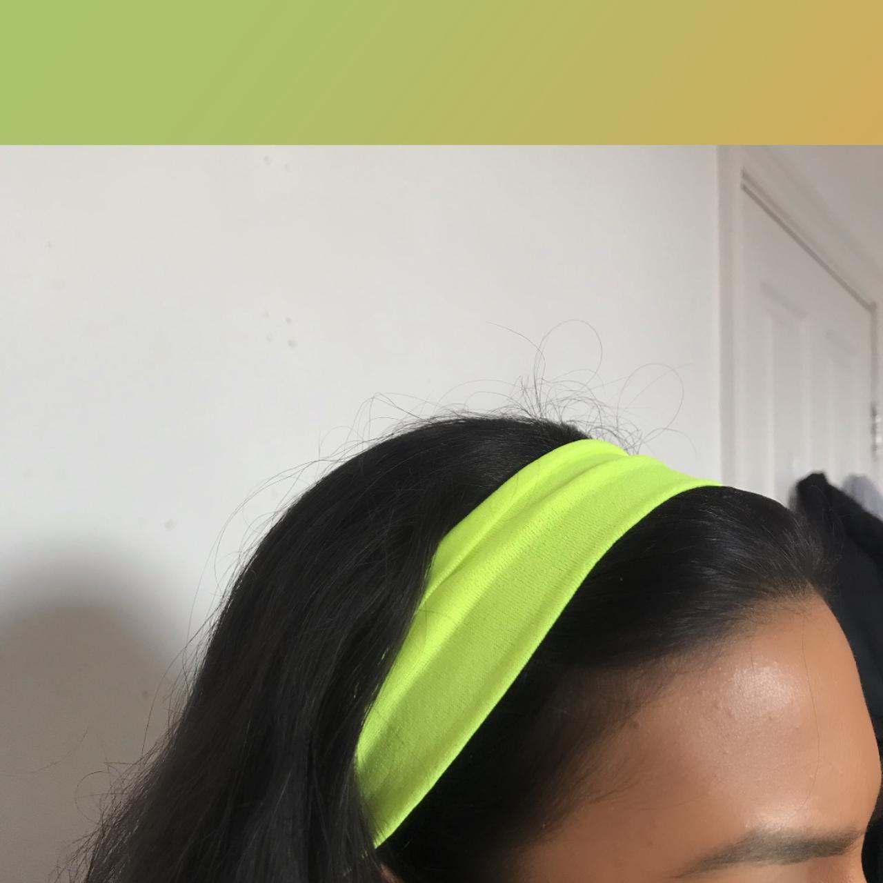 Neon yellow headband hairband hair band head cotton Depop