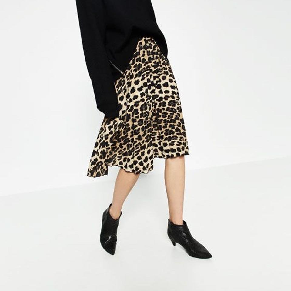 leopard print midi skirt zara